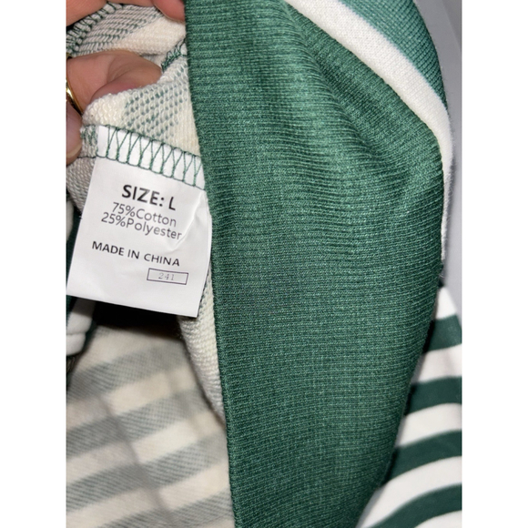 Dokotoo Woman’s Striped Zip Up Jacket•Green/White•Collared Sweater• Size LG•NWT - Picture 10 of 11